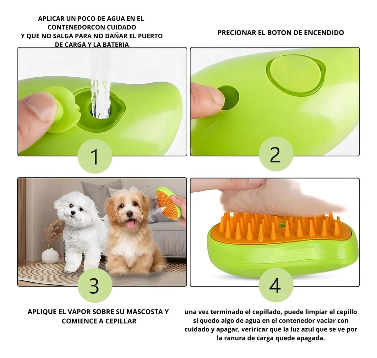 Cepillo De Vapor Peine Para Perros y Gatos 🐶 😺 🧽🧼
