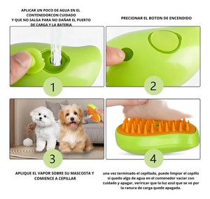 Cepillo De Vapor Peine Para Perros y Gatos 🐶 😺 🧽🧼