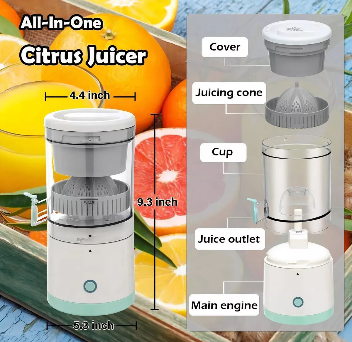 Exprimidor De Cítricos Portátil Eléctrico 🍊🍋🍋‍🟩