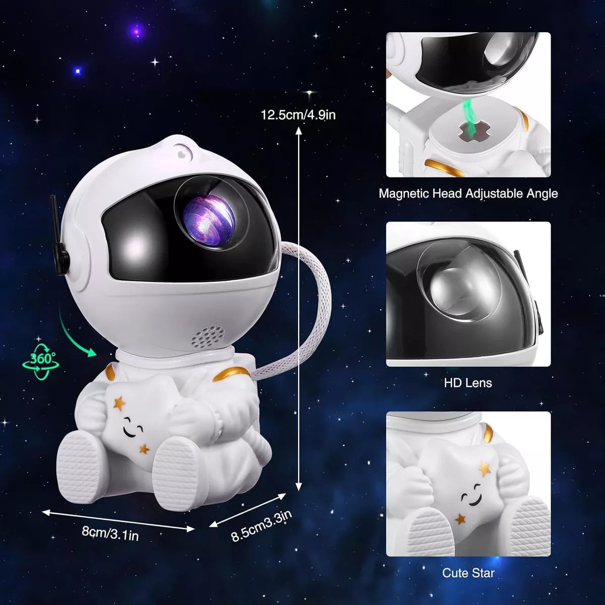 Astronauta Proyector Galaxia Estrellas Lampara Luz