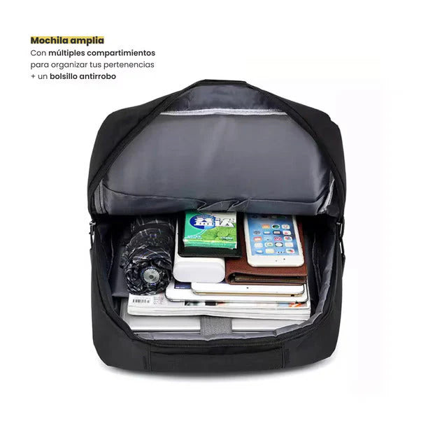 Mochila Urbana Antirrobo con División Porta Notebook 15,6" Y Usb 🎒🔋